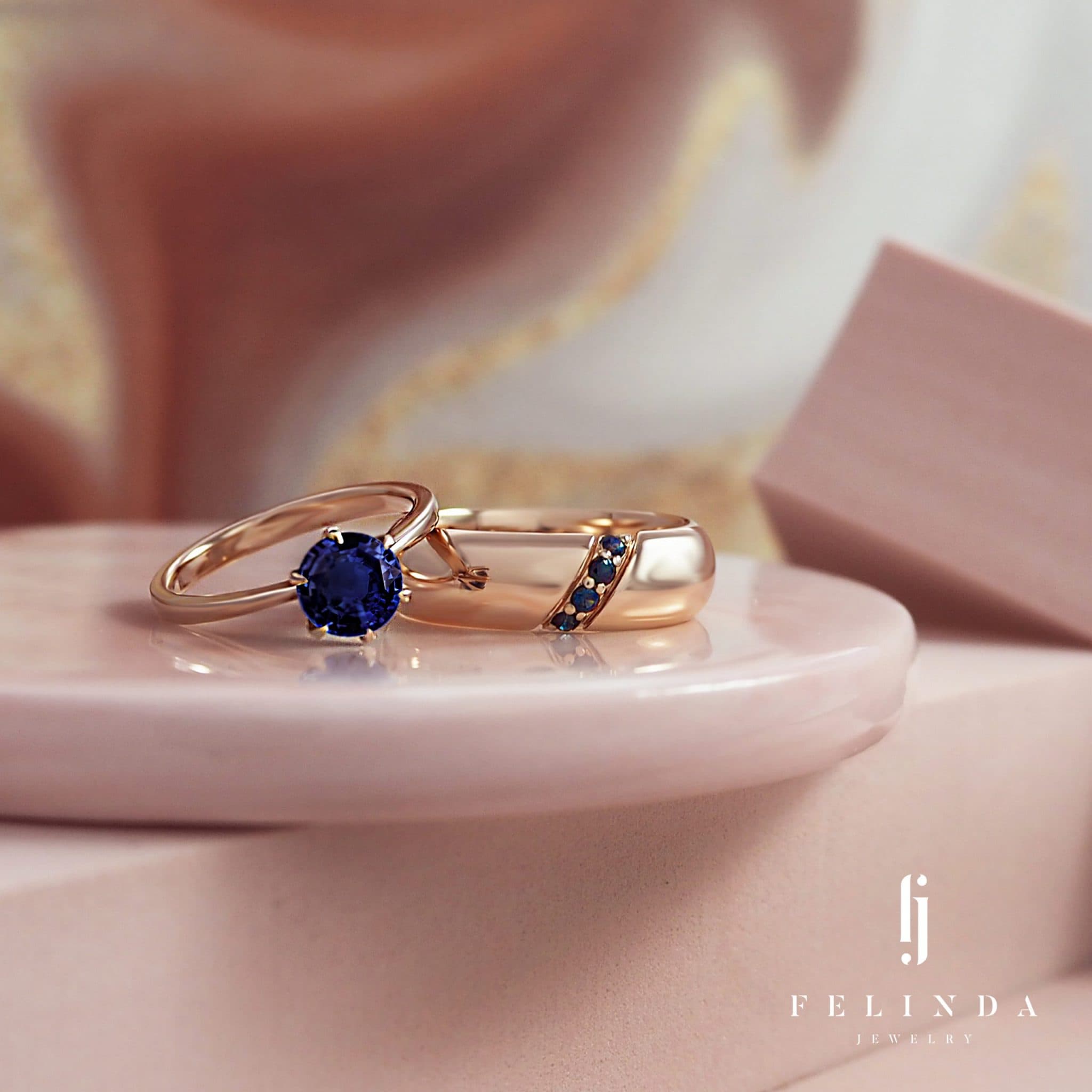 Sapphire bridal engagement ring